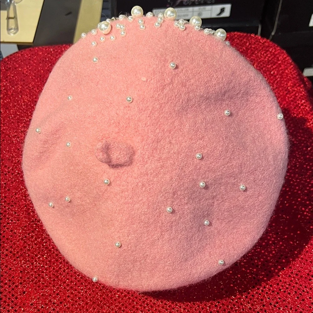 Pink Pearl Embellished‎ Beret